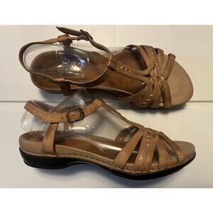 Clarks Women's Sandal Size 8M Active Air Leather Artisan Tan Brown Slingback